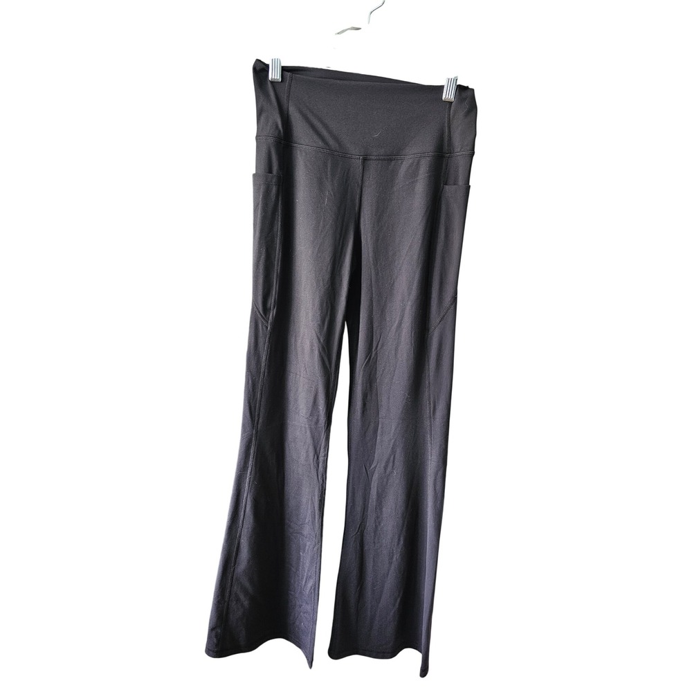 Unbranded Yoga Pants Women Medium Black Excellent Wide Leg‎ High Waist Pockets